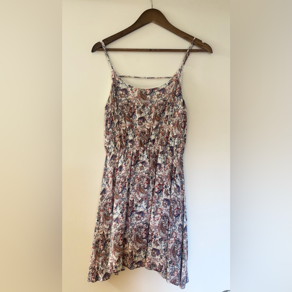 Everly Floral Dress with Red and Blue Accents